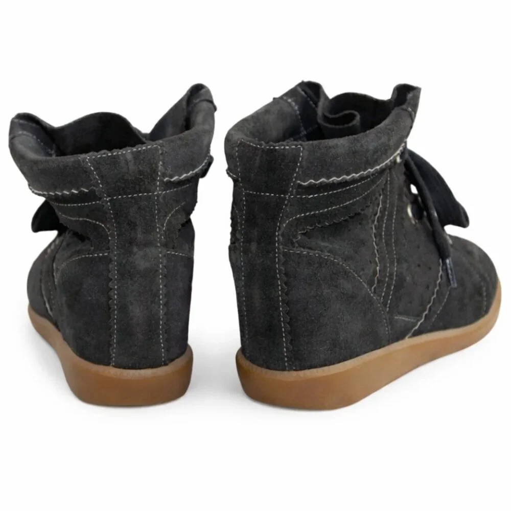Isabel Marant Bobby Black Suede Lace Up High Top Wedge Sneakers Size 36 (US 6)